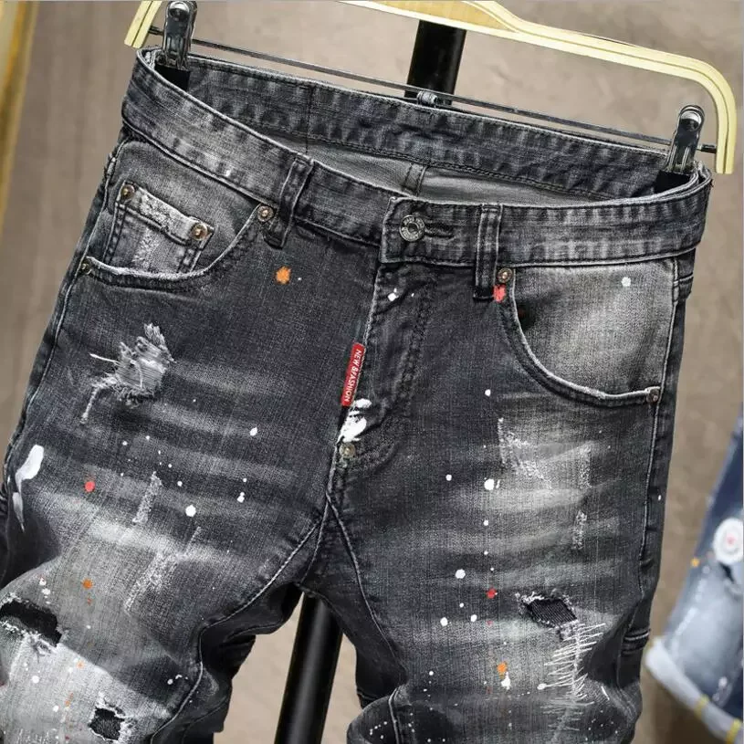 2022New Summer Denim Shorts Black Holes Short Jeans Good Quality Men Fit Casual Jeans Shorts New Fashion Male High Streetwear Je
