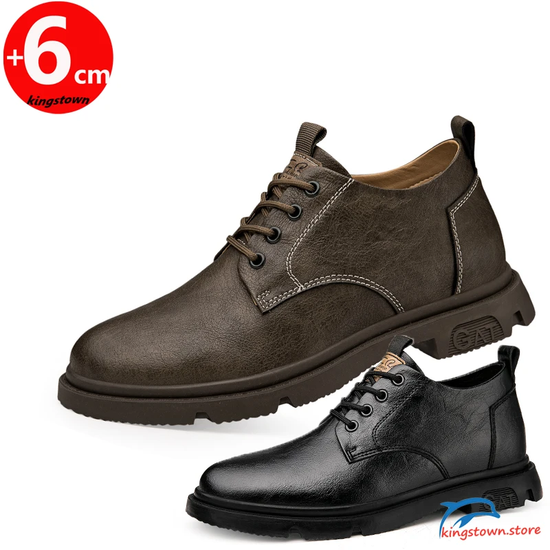 Кожаные деловые туфли-оксфорды мужские модельные туфли увеличивающие рост лифта