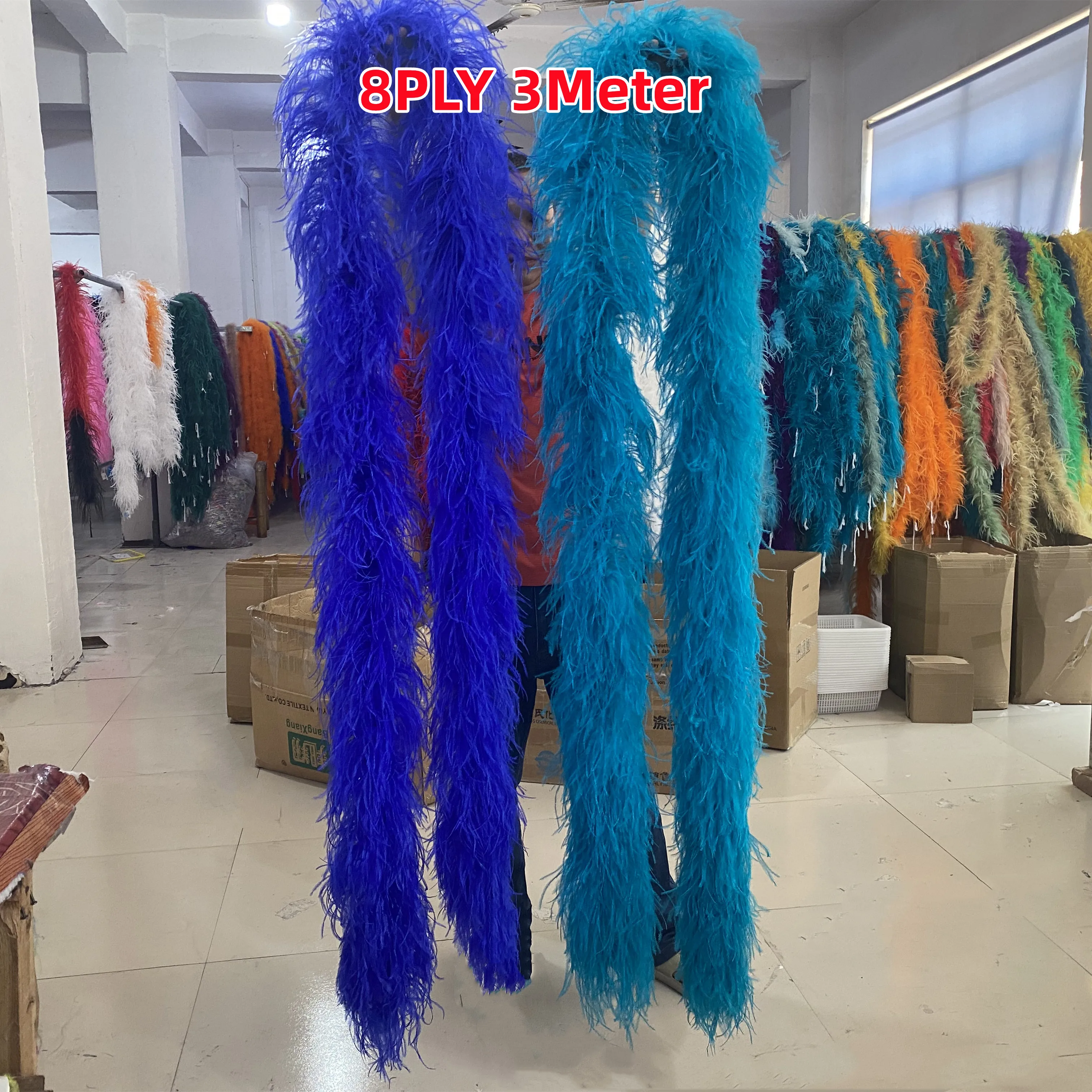 2/3Meters Fluffy Ostrich Feather Boa Trim for Skirt Costumes Party Shawl Craft White Feather Boa Wedding Decorations Sewing DIY