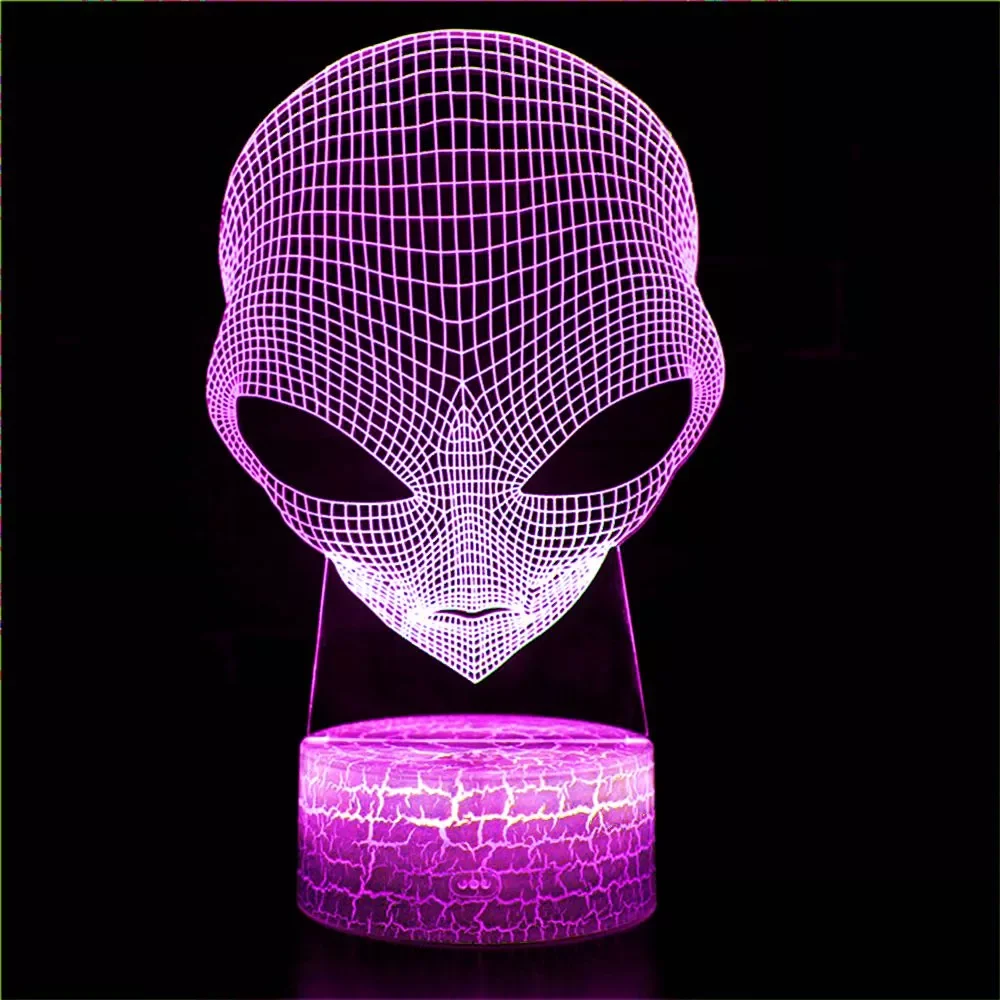 Alien Head Alien Head Picture Holographic Illusion Abstract LED Light Night Light Glowing Lava Lamp Halloween Christmas Gift