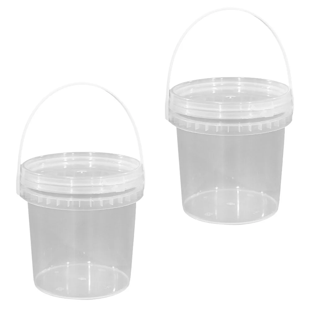 

2 Pcs Ice Cream Bucket Round Container Lidded Clear Plastic Go Food Containers Lids Storage Tank Sealing Drinks Freezing