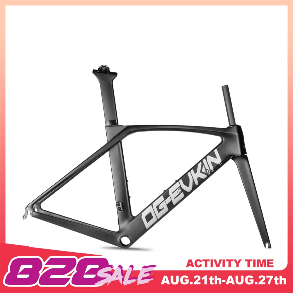 OG-EVKIN Black AERO Carbon Road Frame Internal Cable Routing Bicycle Rim V-Brake BB86 700C QRx100m/130mm Bike Frames Frameset