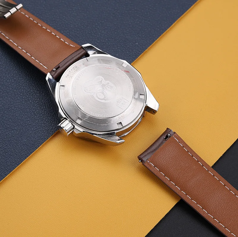 Ремешок из натуральной кожи для наручных часов мужской черный браслет Tag число 20