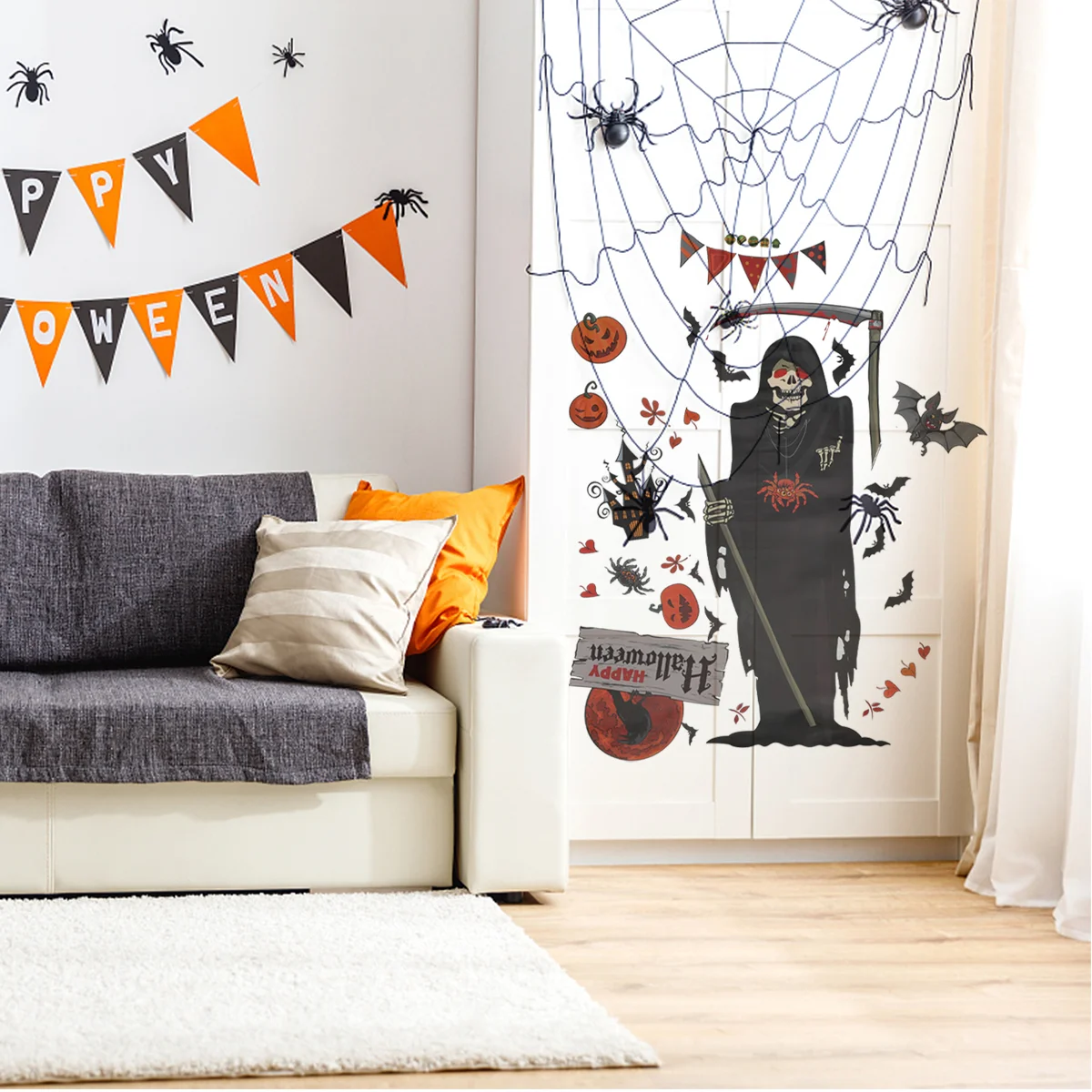 

Stickers Party Vinyl Waterproof Scary Wall Sticker Witch Fashion Holiday Funny Horror Decorations Pastes Decoration Door