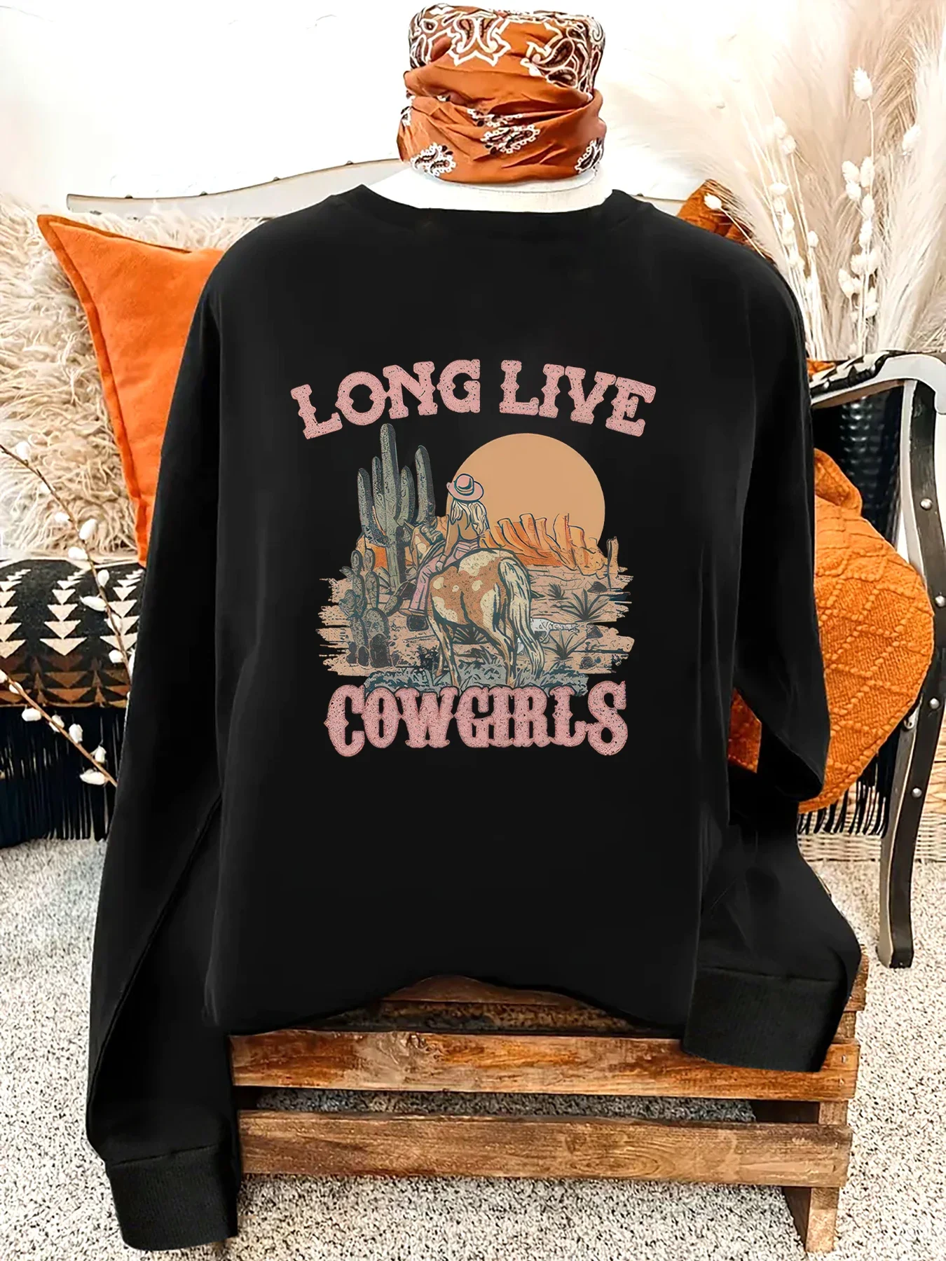 Женская Толстовка С Графическим Принтом Howdy Ghouls В Западном Ковбойском Стиле