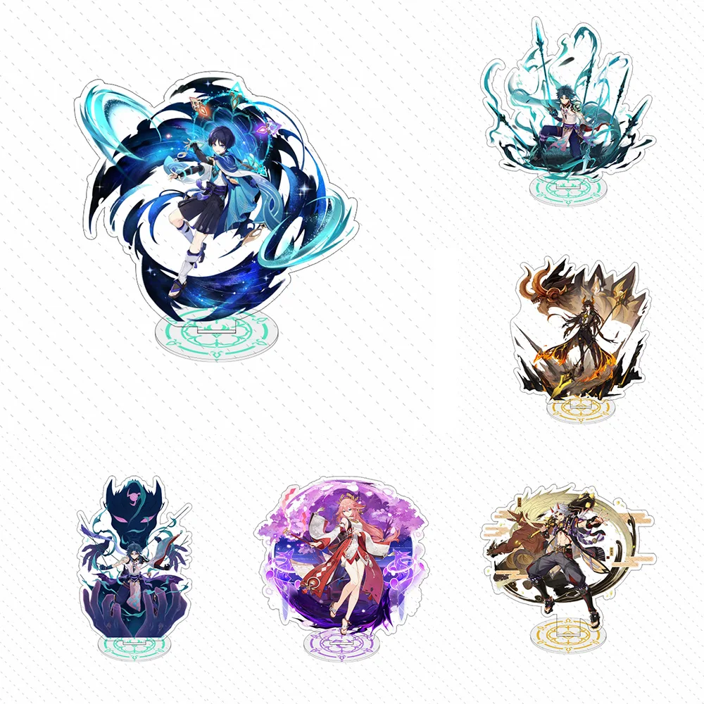 

Anime Figure Genshin Impact Xiao Scaramouche Hutao Zhongli Acrylic Model Plate Desk Decor Standing Sign Figures for Fans Gifts