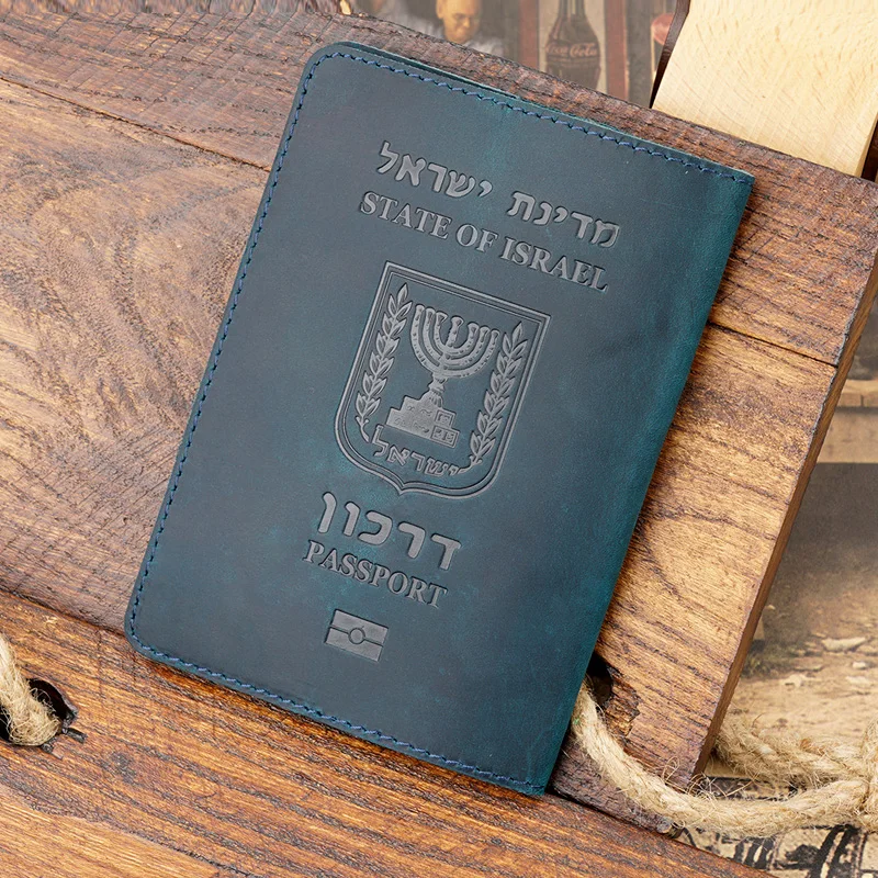 Name Engraved Leather Israel Passport Cover with Personal Name Travel Wallet Israel Passport Holder Customized Name