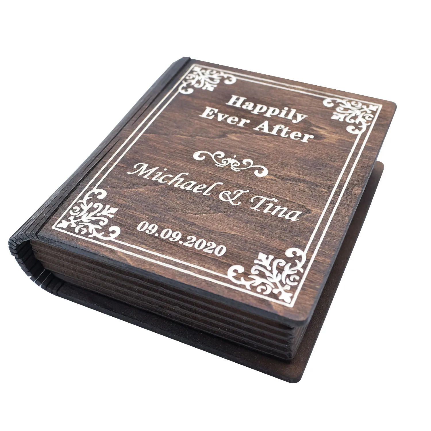 Personalized Wedding Ring Box Wood Book Box with Names Date Customized Proposal Engagement Anniversary Valentine‘s Gift For Her