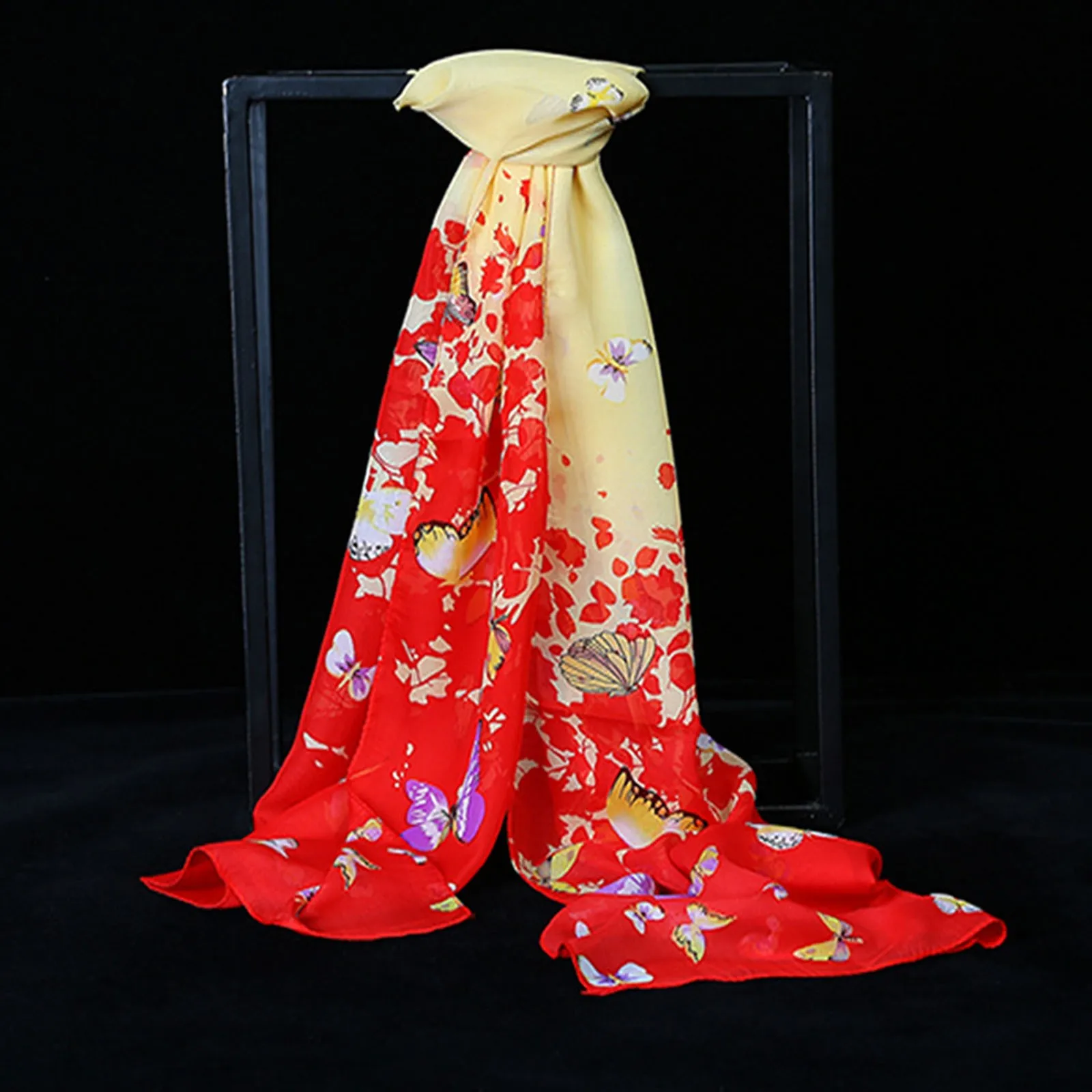 

Shawl Chiffon Scarf And Ladies Dual-use Butterflies Silk Long Printed Scarf Heated Scarf Women Extra Long Mens Scarf Winter