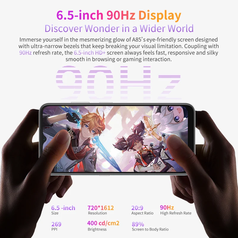 【World Premiere】 Blackview A85 Global Version 8GB 128GB 6.5'' HD+ 90Hz Display 50MP Camera 4480 mAh Battery NFC Smartphone