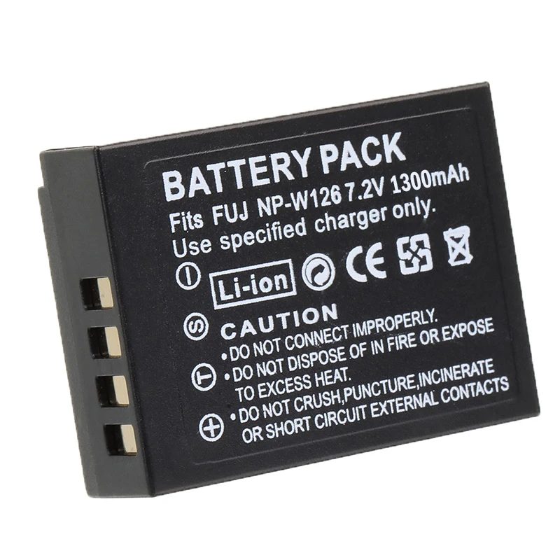 Новая аккумуляторная батарея NP-W126 NP-W126S емкостью 1300mAh + двухслотовое зарядное устройство с LED-индикатором для Fuji X-Pro1 XPro2 X-T1 X-T2 X-T10 X-E2 X-M1 HS30EXR HS33EXR X100F.