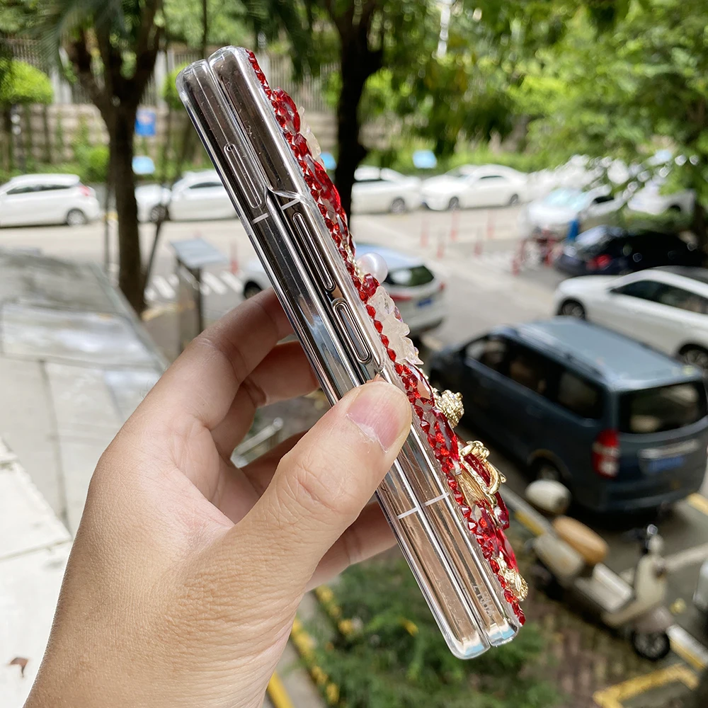 Жесткий чехол для телефона из поликарбоната с блестящими стразами и милым 3D