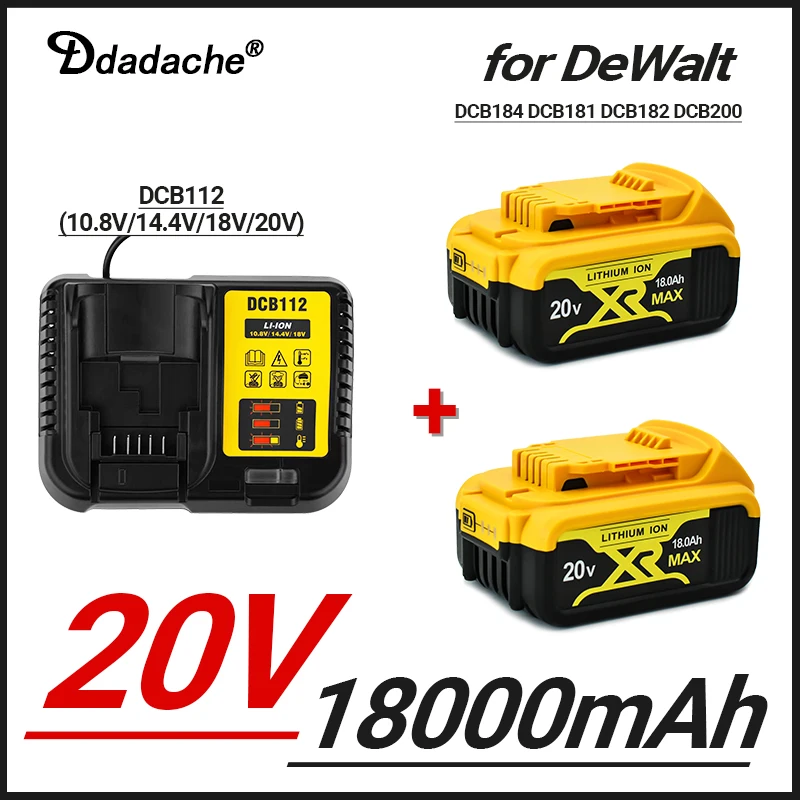 

100% Original For DeWalt 18V 18.0Ah Rechargeable Power Tools Battery with LED Li-ion Replacement DCB205 DCB204-2 DCB206+Charger
