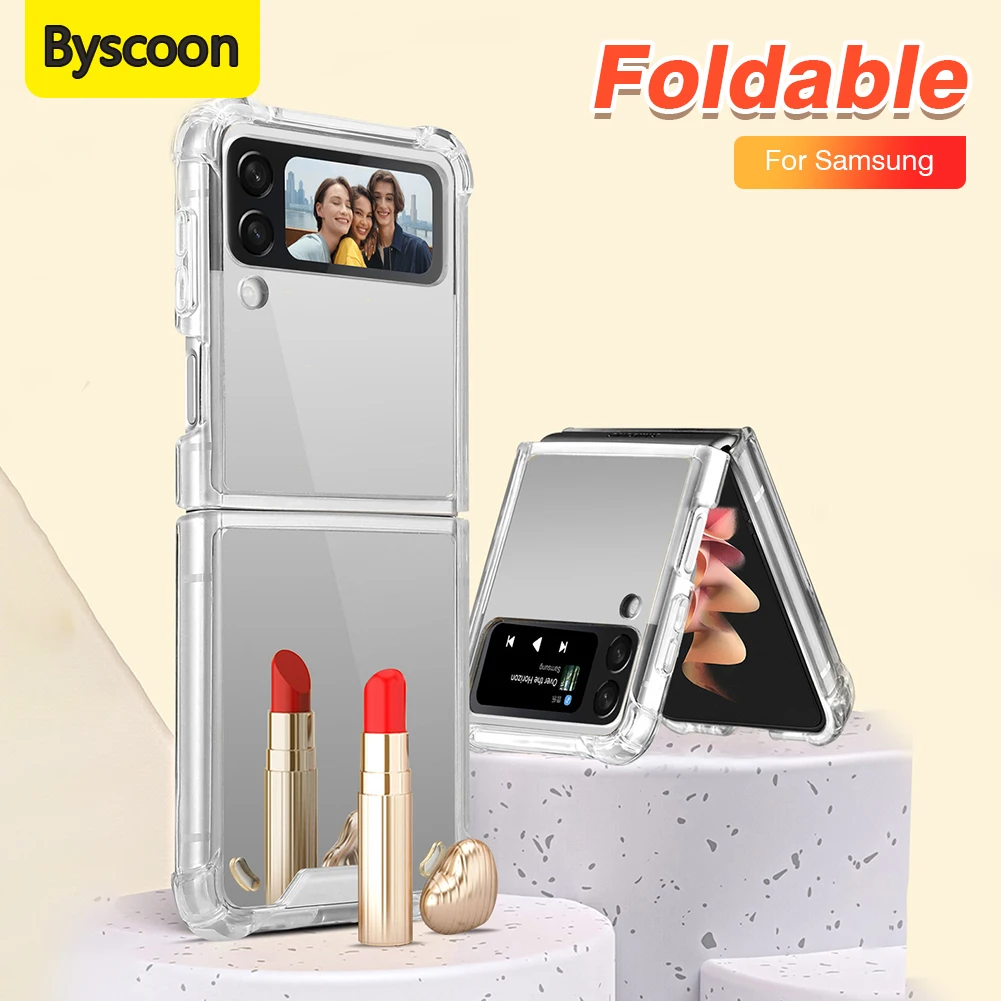 Чехол-книжка Byscoon для Samsung Galaxy Z 6 5 4 3 роскошный ударопрочный зеркальный чехол Flip6