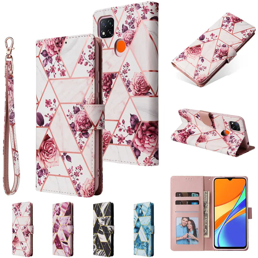 

Redmi 9C C9 Marble Splicing Luxury Wallet Leather Case For Xiaomi Redmi 9T Flip Case Magnetic Card Book Funda Redmi 9 8A Cover