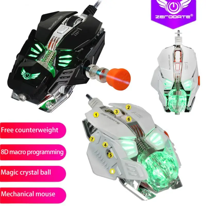 

Мышь Компьютерная Проводная игровая со светодиодной подсветкой, 1600DPI