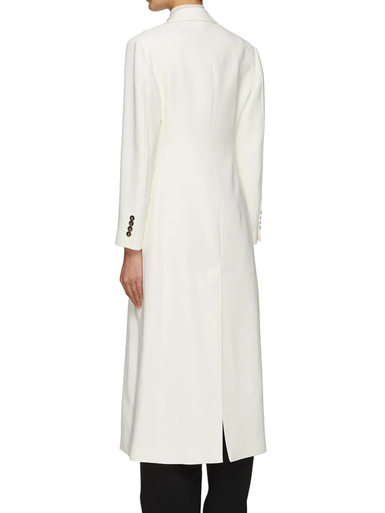 Женский бежевый приталенный Блейзер до колена новый пиджак с отложным