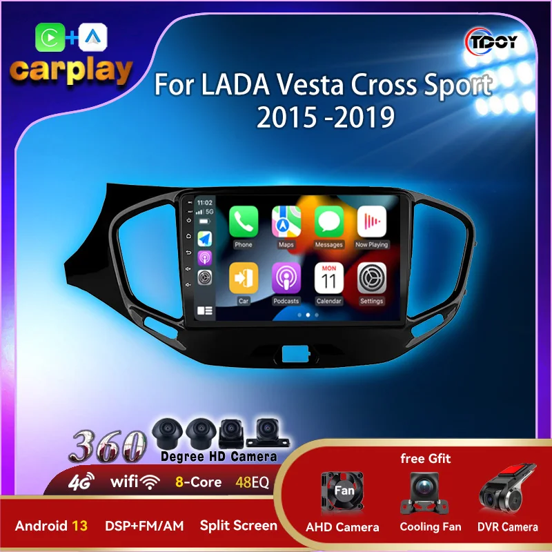 2Din Android Carplay Auto Беспроводная связь для LADA Vesta Cross Sport 2015-2019 Авторадио Автомобильное