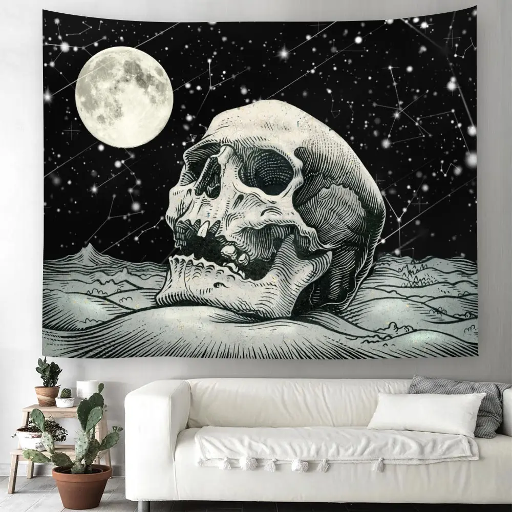

Simple Skull Series Tapestry Art Blanket Curtain Hanging at Home Bedroom Living Room Decoration