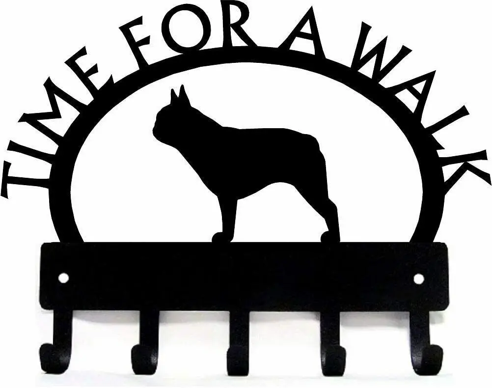 

French Bulldog Time For A Walk Key Rack Dog Leash Hanger Hook Bathroom Accessories Decoration For Home Perchero Pared