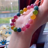 natural colorful tourmaline clear round beads bracelet 10 5mm rainbow brazil candy tourmaline women jewelry aaaaaaa