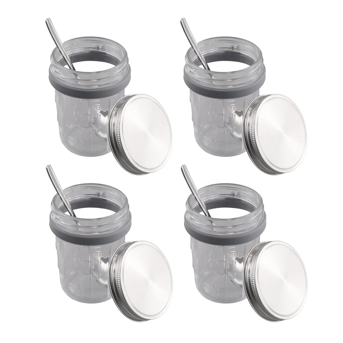 Банки для завтрака с ложками и герметичными крышками из нержавеющей стали 350 мл