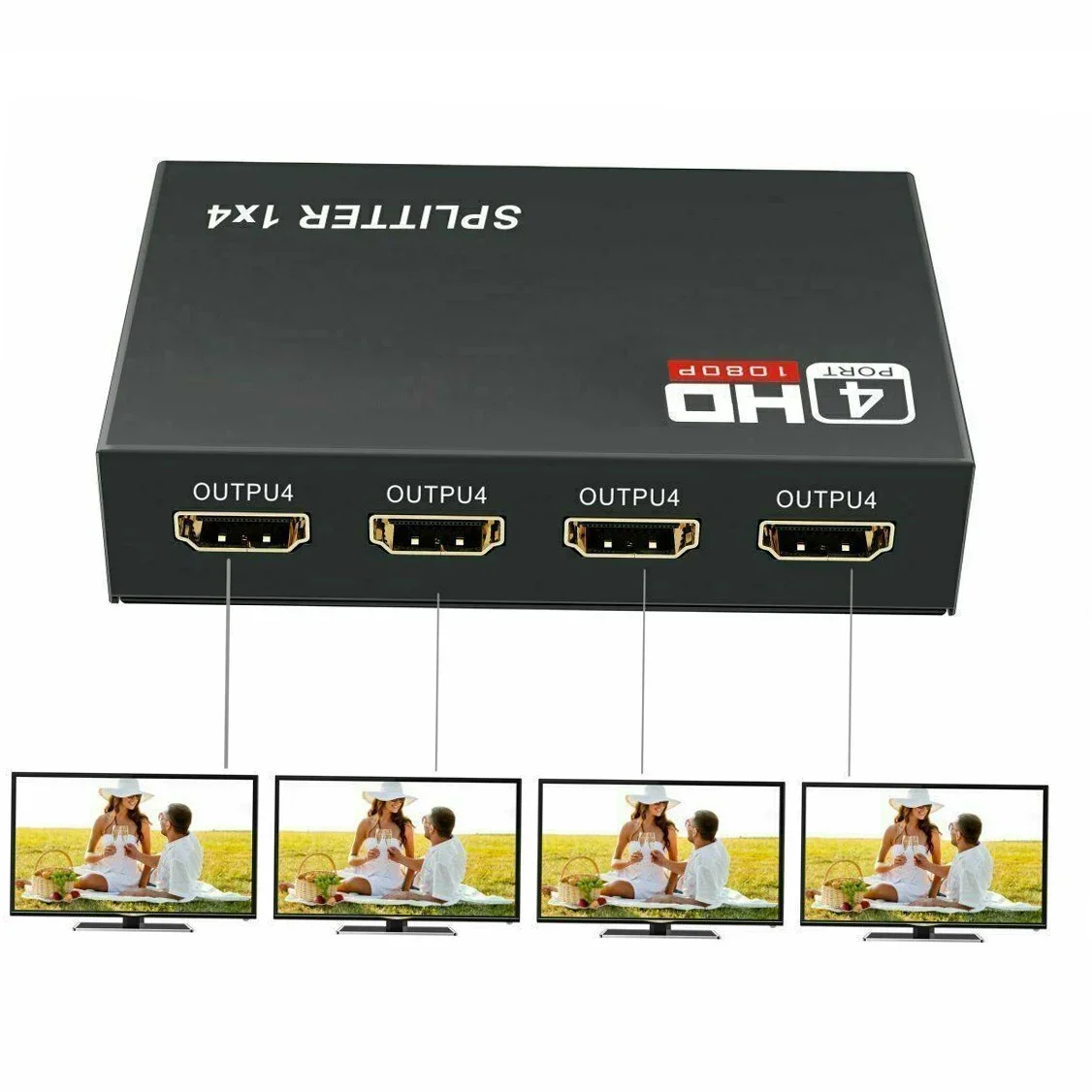 Разветвитель 1080p HDMI 1x4 аудио видео преобразователь 1 в 4 Выход многоэкранный