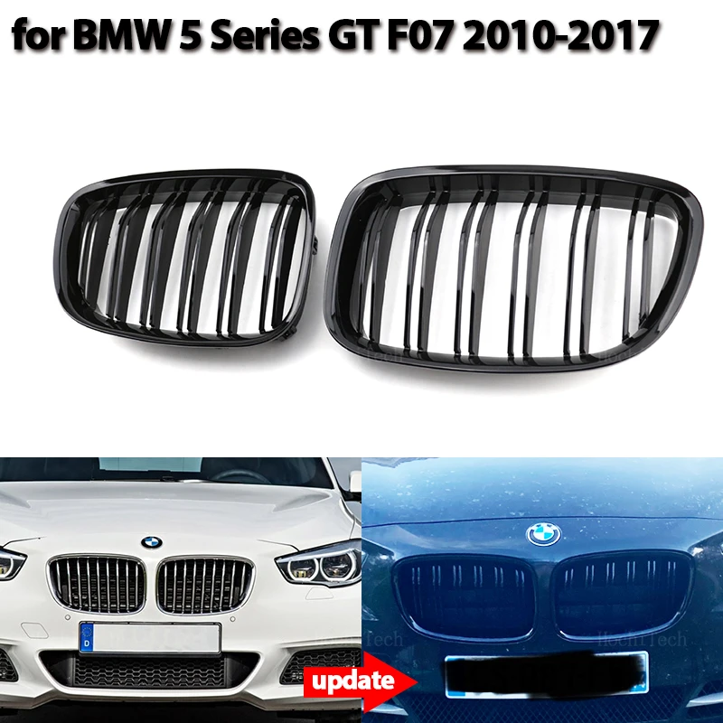

2Pcs Car Style Gloss Black Front Kidney Double Slat Grill Grille for BMW 5 Series GT F07 2010-2015 Car Styling accessories