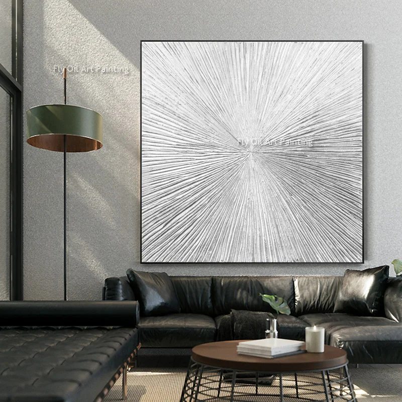Абстрактная серебряная и золотая толстая картина маслом ручная роспись