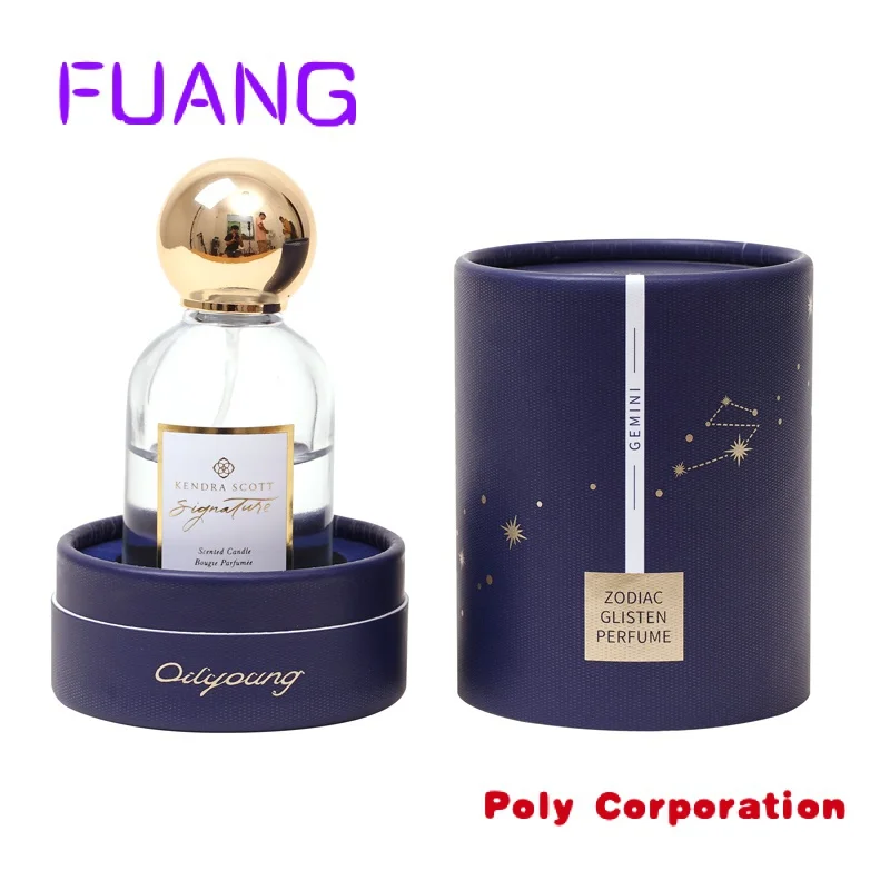 Custom logo printed round cylinder perfume bottle box luxury perfume gift packaging boxpacking box for small business