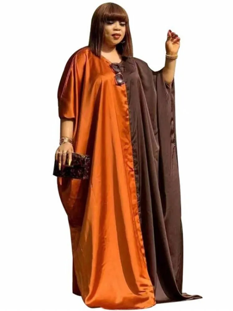 

Robes African Dresses For Women Batwing Sleeve Loose Boubou Africa Clothing Summer New Splice Streetwear Long African Maxi Dress