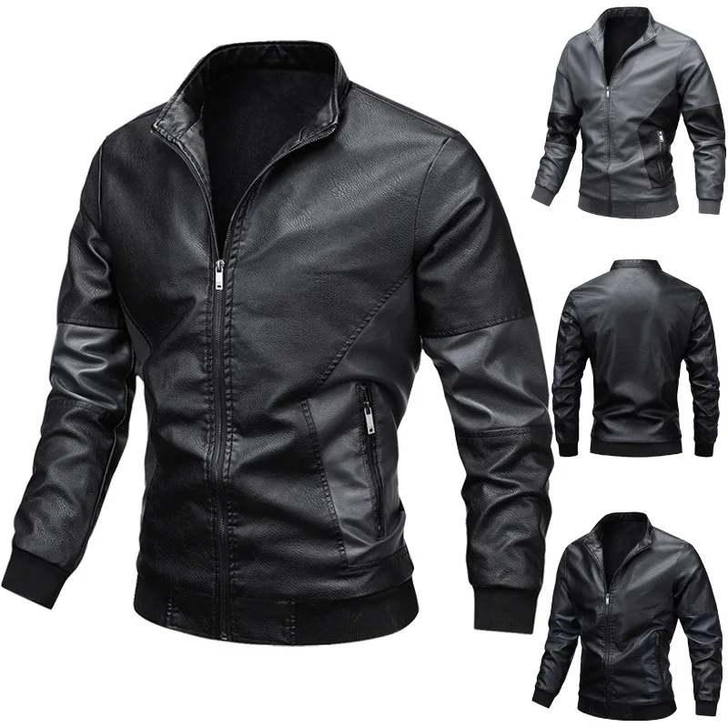 

Autumn And Winter New Men's Washable Leather Jacket Casual Coat