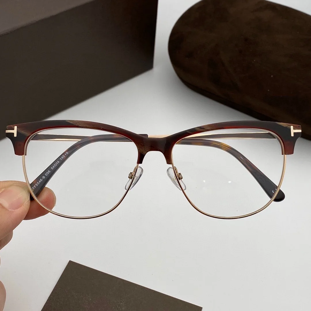 TF5546  Square Eyebrow Mental Frames Women Men Acetate Eyeglasses Prescription Optical Frames Myopia Glasses