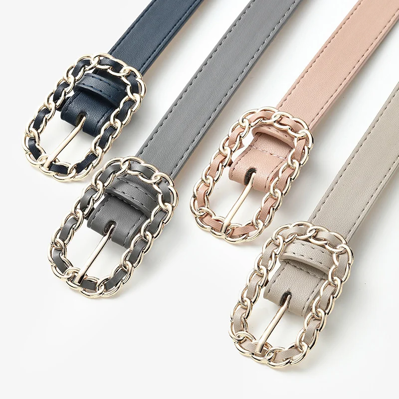 

Summer new collocation dress sub belt women's literature and art decoration personalized leather winding Japanese button women's