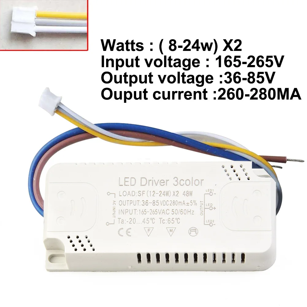 

LED Driver 24W 40W 50W 60W 70W LED Power Supply Unit Lighting Transformers 3 Color Adapter For Lights DIY Panel Lamp 50-60HZ