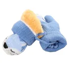 Мультяшные лисы, детские варежки, зимние теплые детские перчатки для девочек, варежки для прорезывания зубов, двухслойные вязаные шерстяные раньше