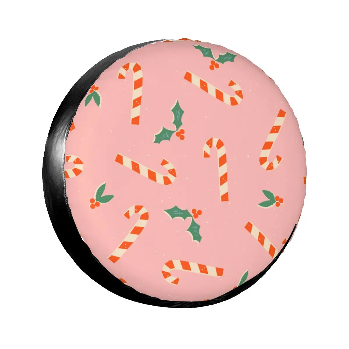 

1pcs Universal Car Spare Tire Cover Case Auto Wheel Tire Christmas Candy Cane Vehicle Tyre Waterproof Polyester Bag