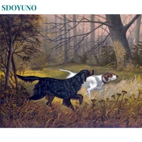 sdoyuno painting by numbers animal dog diy acrylic paint for adult kits picture drawing coloring by number home decor gift