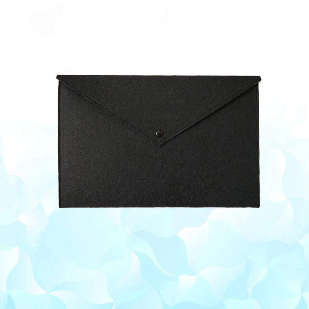 

Felt File Folder Button Document Storage Organizer for Office School Home (Black, A4 Size)