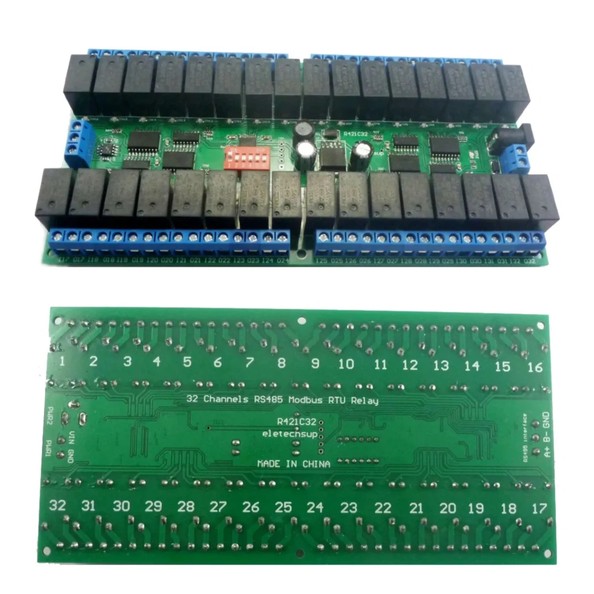 R421C32 32-канальный DC 12 В RS-485 Modbus RTU Релейная плата RS485 Переключатель дистанционного