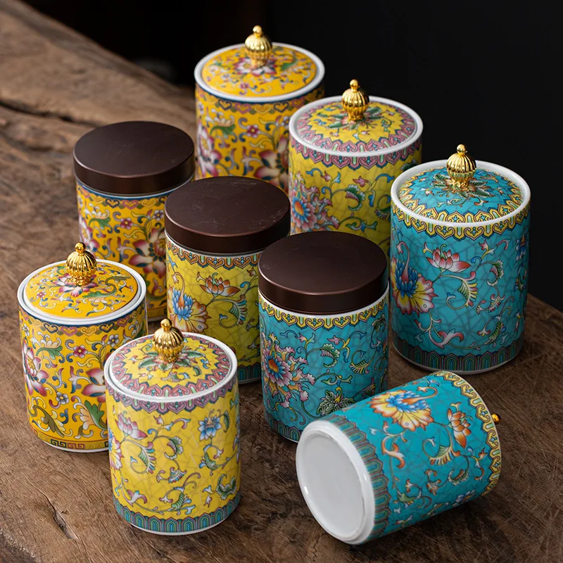 

Storage Boxes for Tea Cans Kitchen Containers Ceramic Tea Canister Box Organizer Jar Caddy Tin Can Accessories Bag Tins Lids Bar