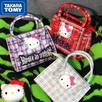 takara tomy spring 2022 new womens bag hello kitty retro plaid all match messenger bag