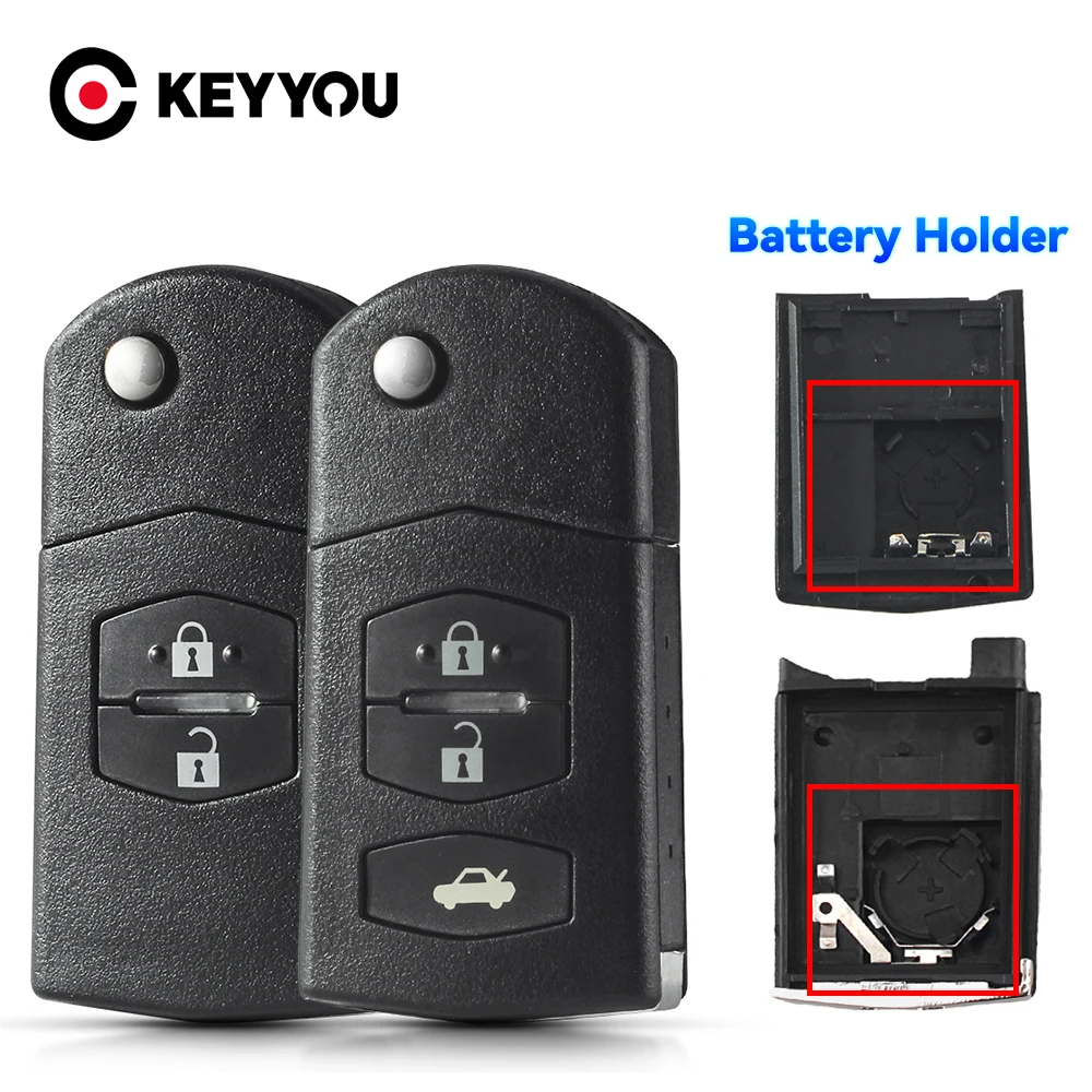 

KEYYOU 10pcs 2/3/4 Buttons Remote Key Case Shell Flip Folding For Mazda 2 3 5 6 M6 MX5 CX5 CX7 CX9 RX8 2011-2015