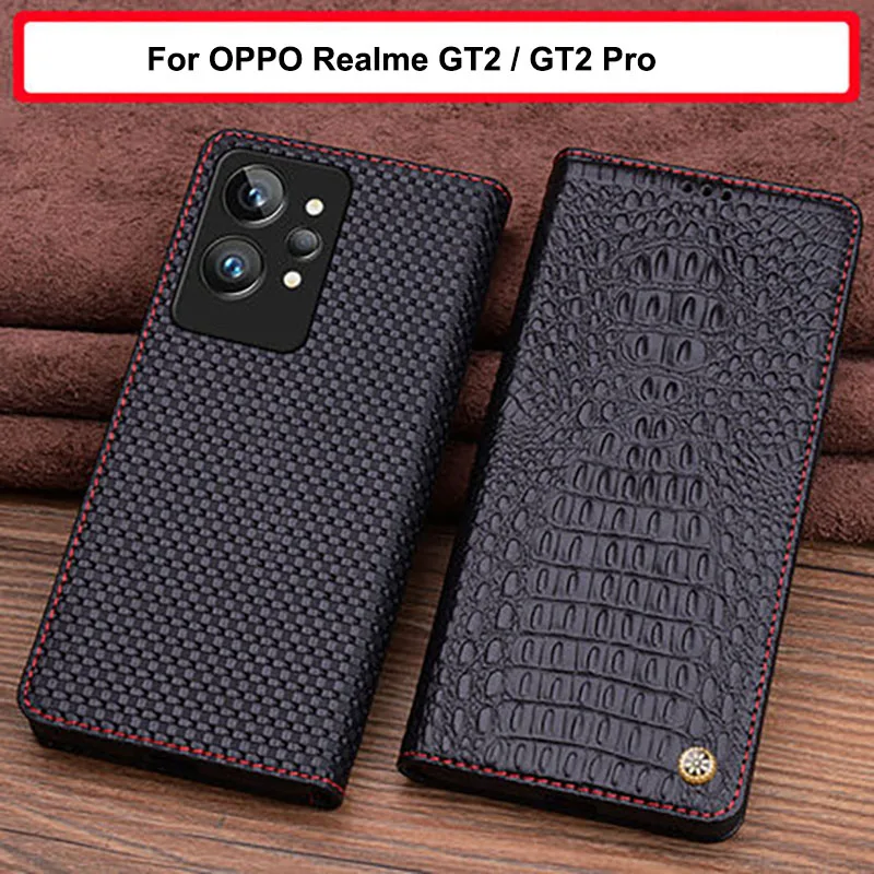 

Luxury Genuine leather cover case For OPPO Realme GT2 cover shell For OPPO Realme GT 2 Pro flip case back cover casing