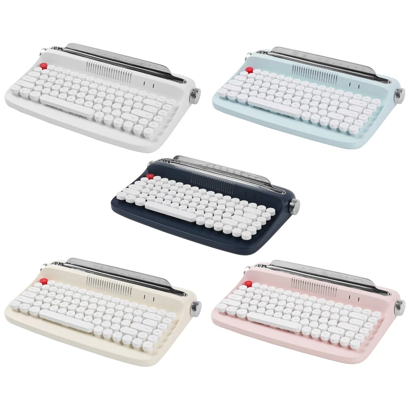 Bluetooth-compatible Wireless Keyboard Office Typewriter Mechanical Feel Retro Round Keycap Notebook Tablet Keyboard Dropship