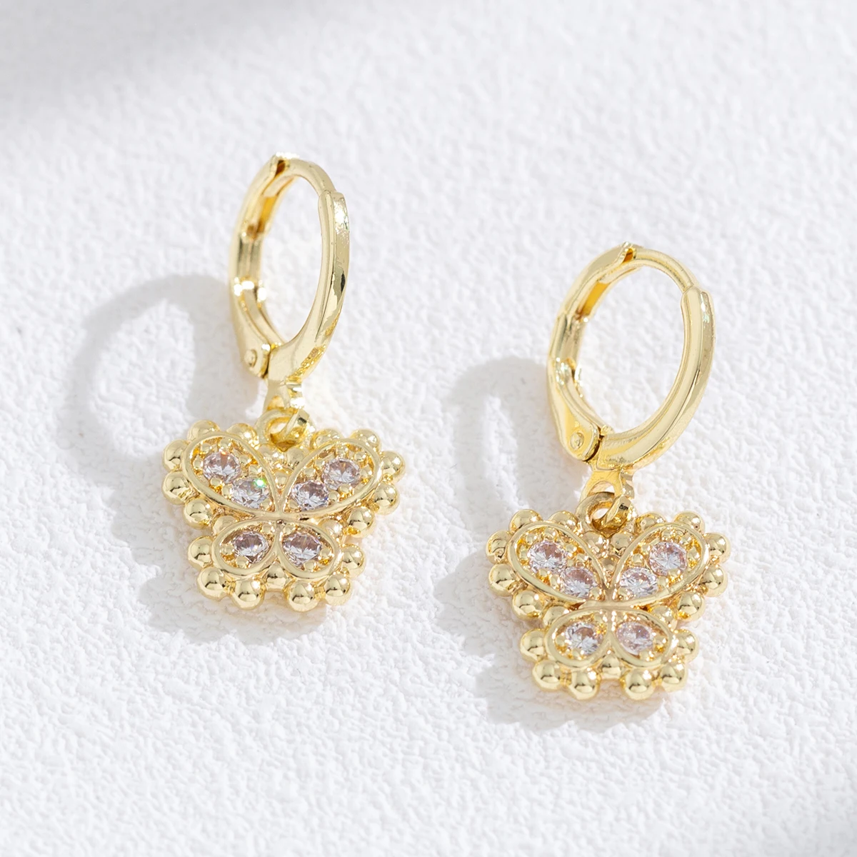 

2022 Beautiful Diamond Butterfly Women Alloy Bracelet Gold Color Luxury Earrings