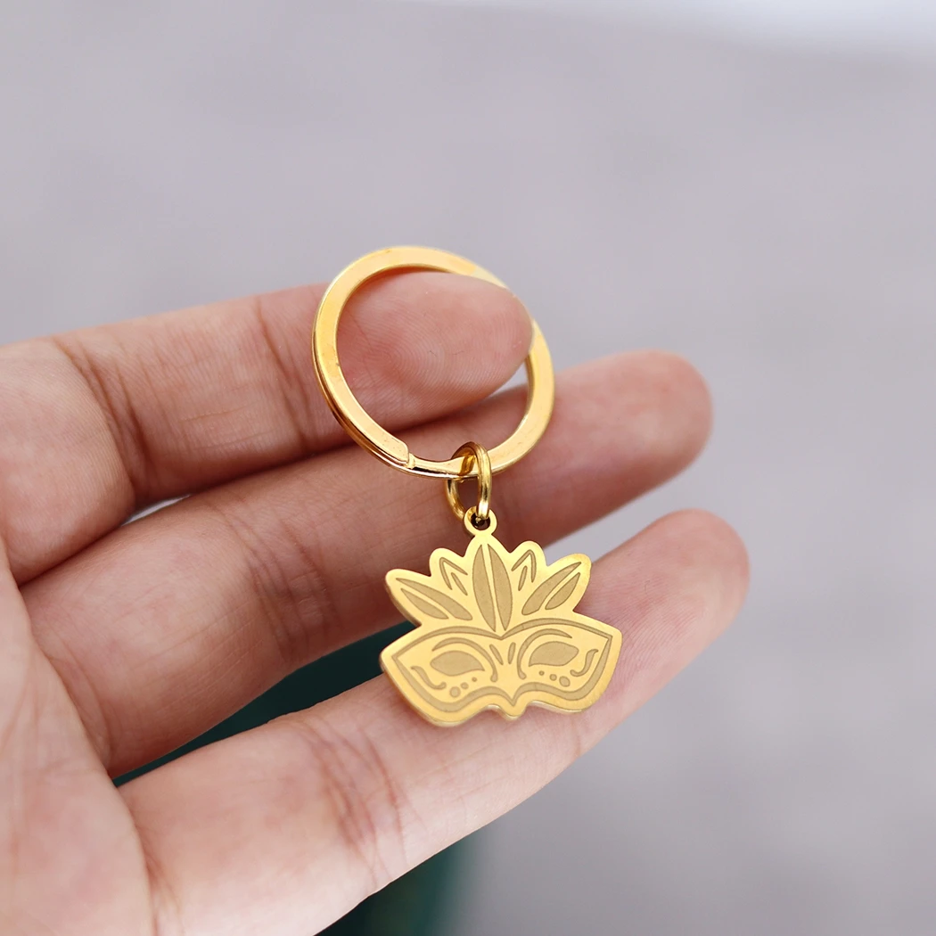 Нержавеющая сталь индивидуальное имя Марди Гра перо вечерние маска брелки