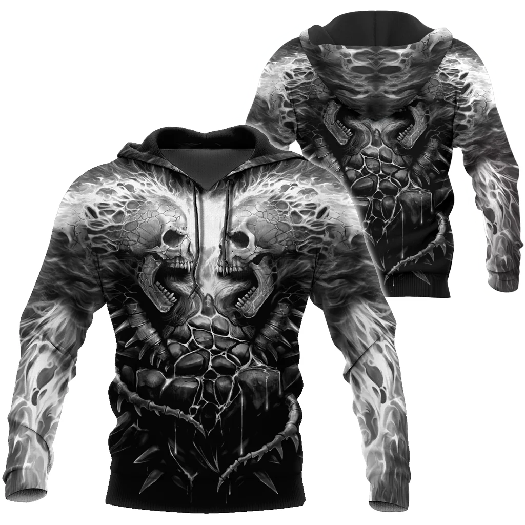 

Beautiful skull tattoo 3D full body print unisex luxury hoodie men sweatshirt zipper pullover casual jacket sportswear 75