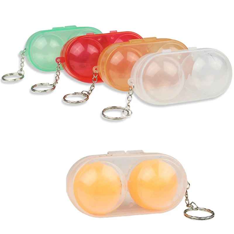 

Table Tennis Container 2 Balls Ping-pong Ball Storage Case with Key Chain Must Have Item for Athletes Outdoor Sports