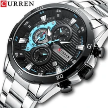 CURREN Men's Fashion Waterproof Sport Quartz Chronograph Wristwatch Luxury Stainless Steel Clock With Luminous Relogio Masculino